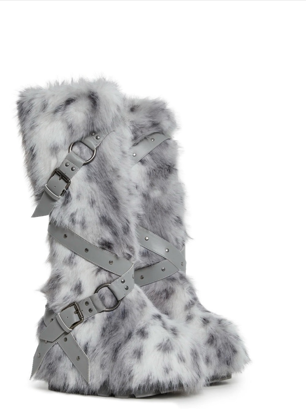 WILD INSTINCTS FAUX FUR BOOTS - WHITE